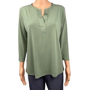 Banana Republic Womens X-Large Green Blouse Tunic Top V-Neck Long Sleeve Shirt